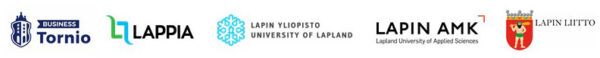Vaakapalkissa Business Tornion, Lappian , Lapin amk:n ja Lapin yliopiston sekä Lapin liiton logot