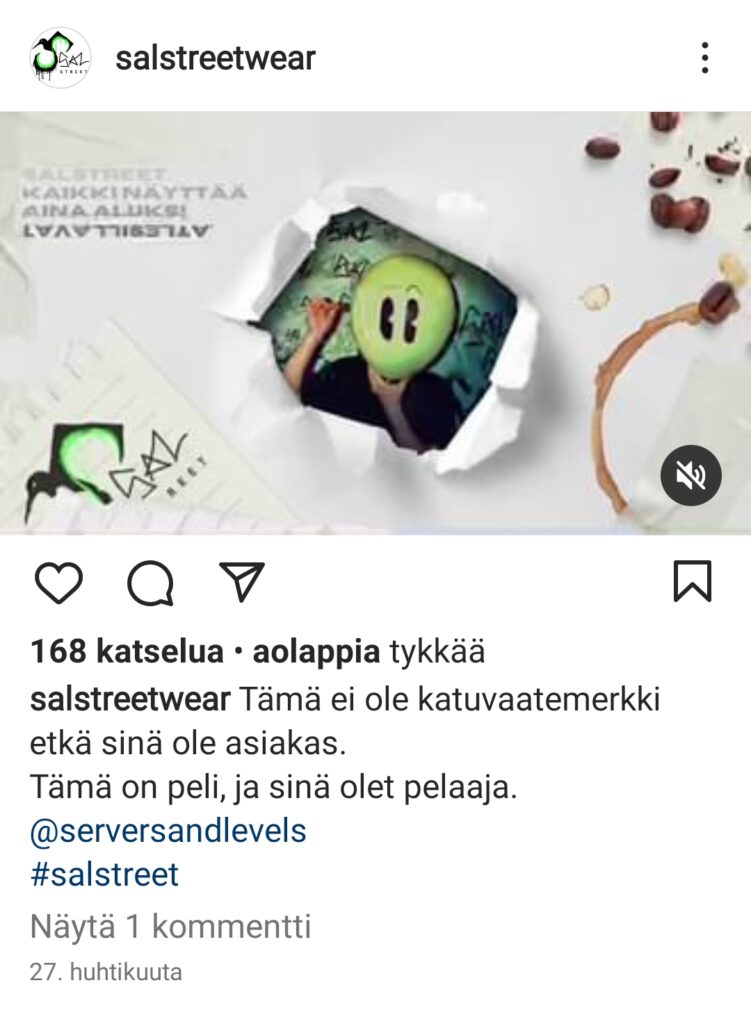 Kuvakaappaus Instagram-julkaisusta