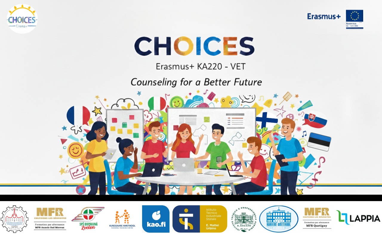 Hankkeen banneri, jossa oppilaitosten logot