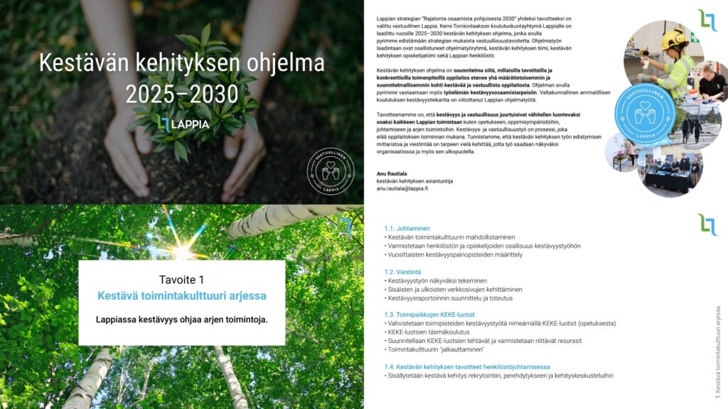 Kuva kestävän kehityksen ohjelmasta